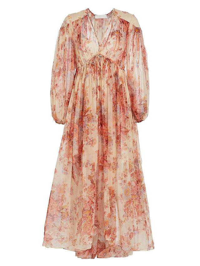 Zimmermann Devi Gathered Yoke Long Sleeve Chiffon Maxi Dress Product Image