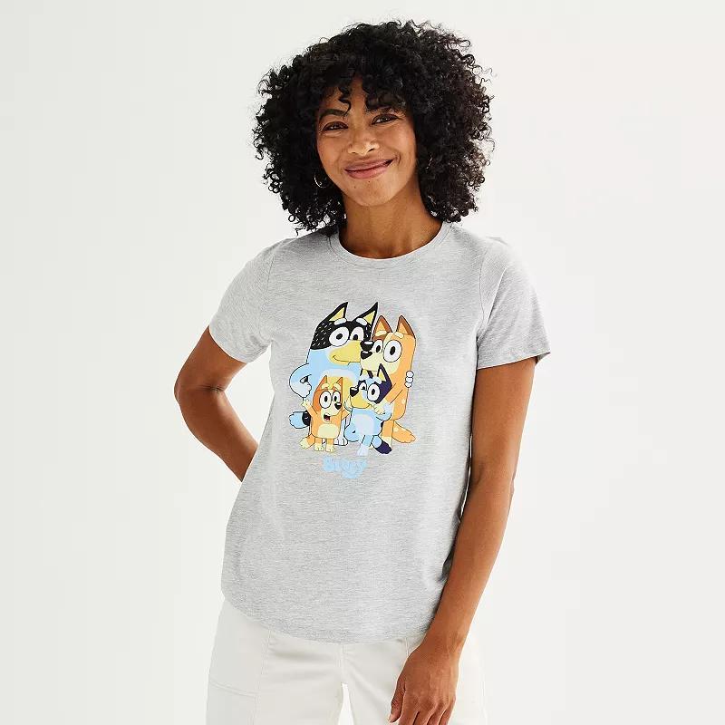 Womens Bluey Family Portrait Graphic Tee Grey Grey Product Image