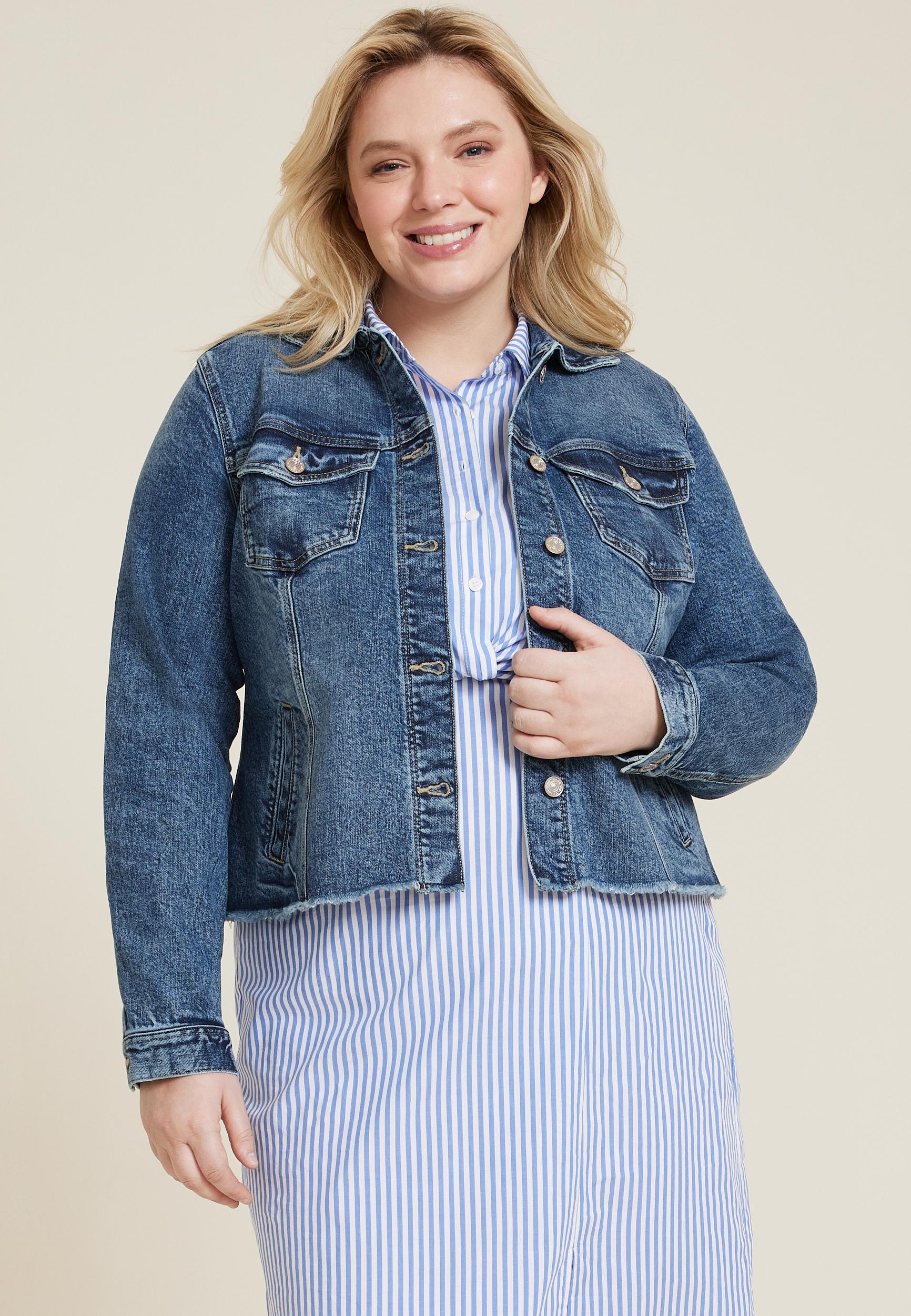 Maurices Plus Size Womens Dark Blue Denim Cinched Jacket Size 3X Product Image