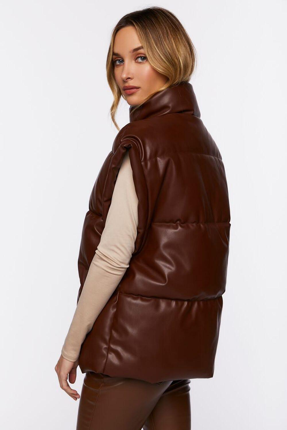 Faux Leather Zip-Up Puffer Vest | Forever 21 Product Image