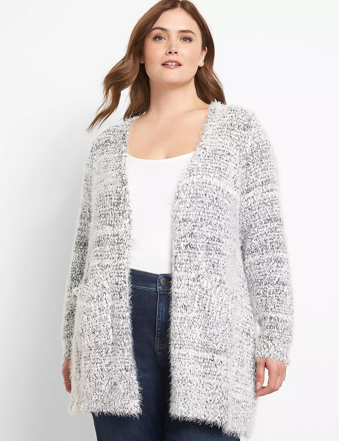 Open-Front Marled Cardigan Product Image