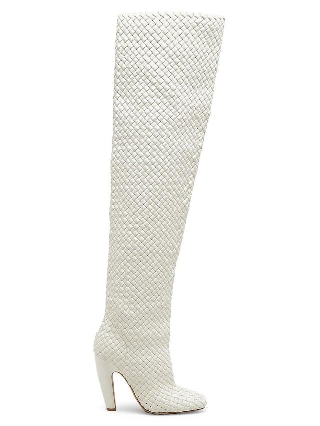 Womens Woven Leather Over-the-Knee Boots Product Image