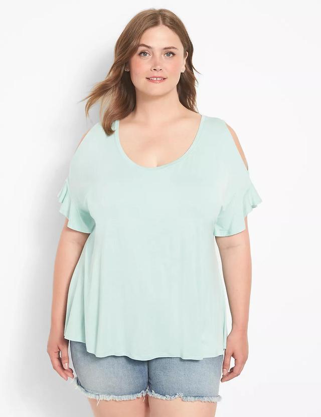 Swing Short-Sleeve Cold-Shoulder Top Product Image