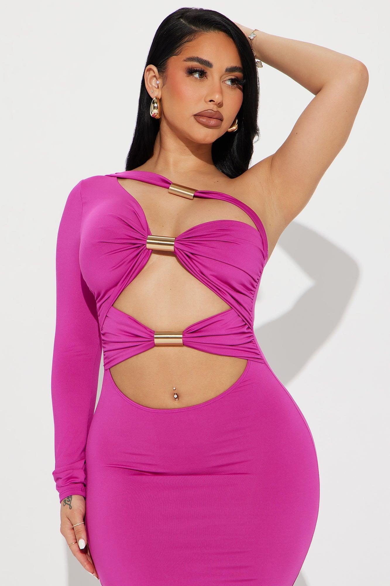 Clara Cut Out Midi Dress - Fuchsia Product Image