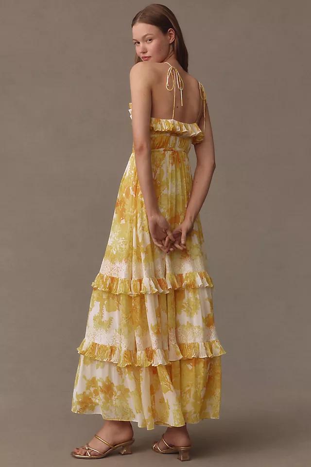 BHLDN Ava Chiffon High-Neck Ruffled Maxi Dress Product Image