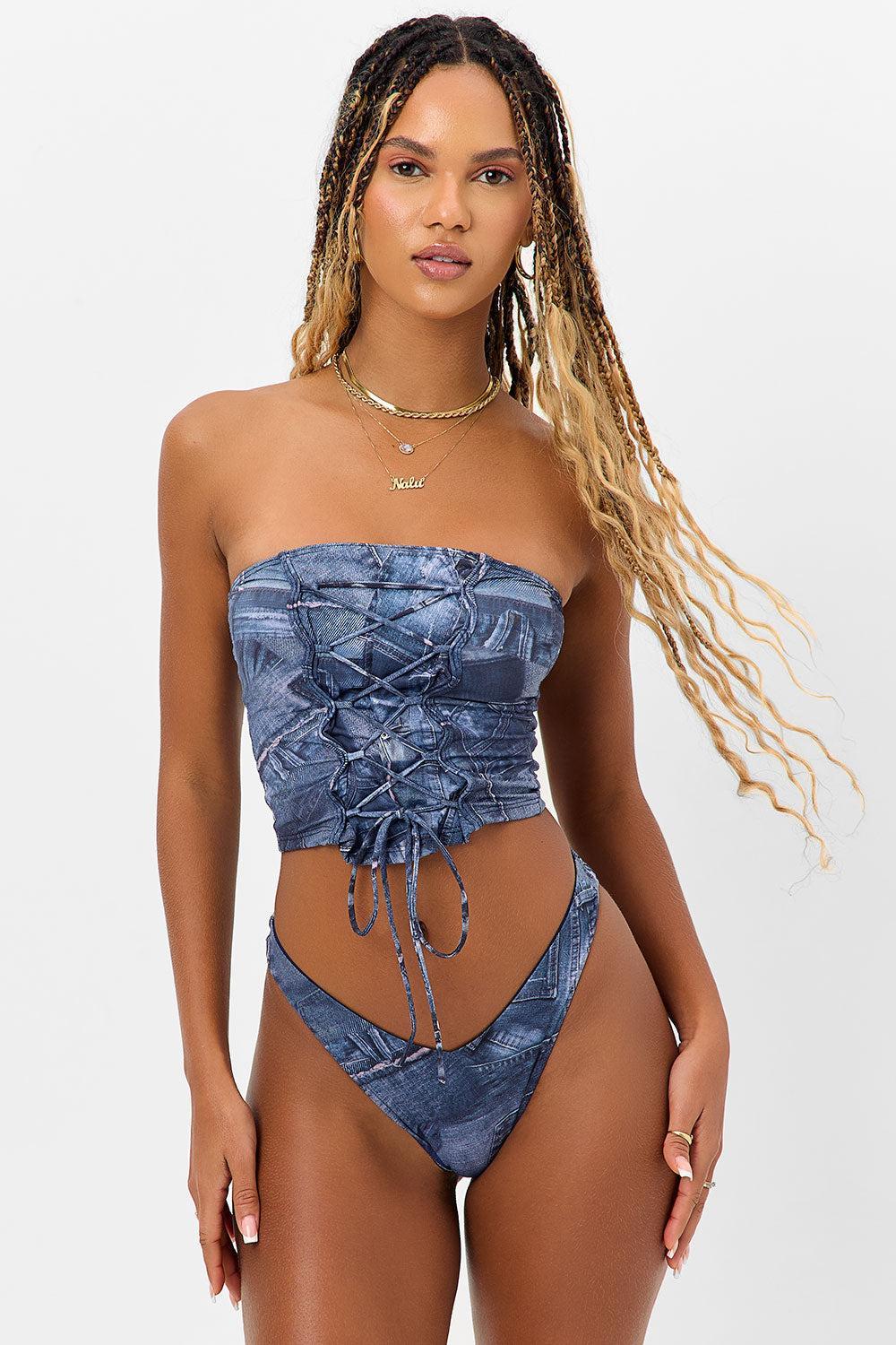 Dallas Bralette Bikini Top - Blue Jean Product Image