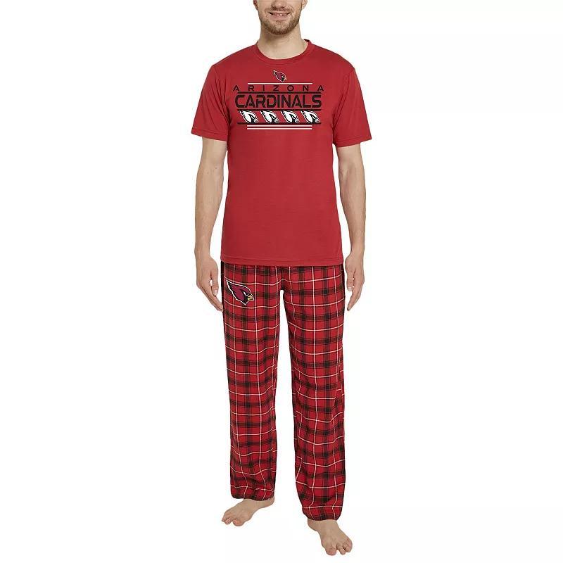 Mens Concepts Sport Cardinal/Black Arizona Cardinals ArcticT-Shirt & Flannel Pants Sleep Set Product Image