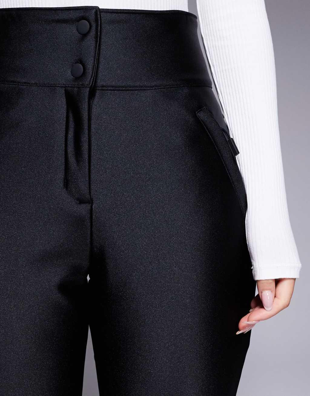 ASOS 4505 Hourglass Ski soft shell water repellent skinny ski pants in black gloss Product Image