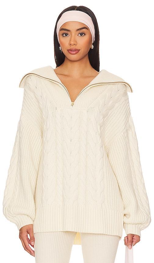 Varley Daria Half Zip Sweater in White. - size L (also in M, S, XL, XS) Product Image