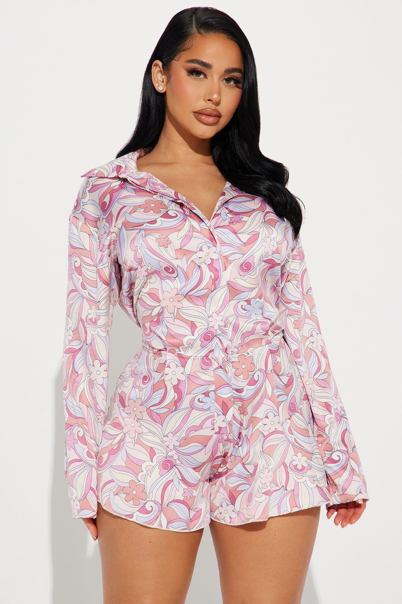 Calla Satin Romper - Pink/combo Product Image