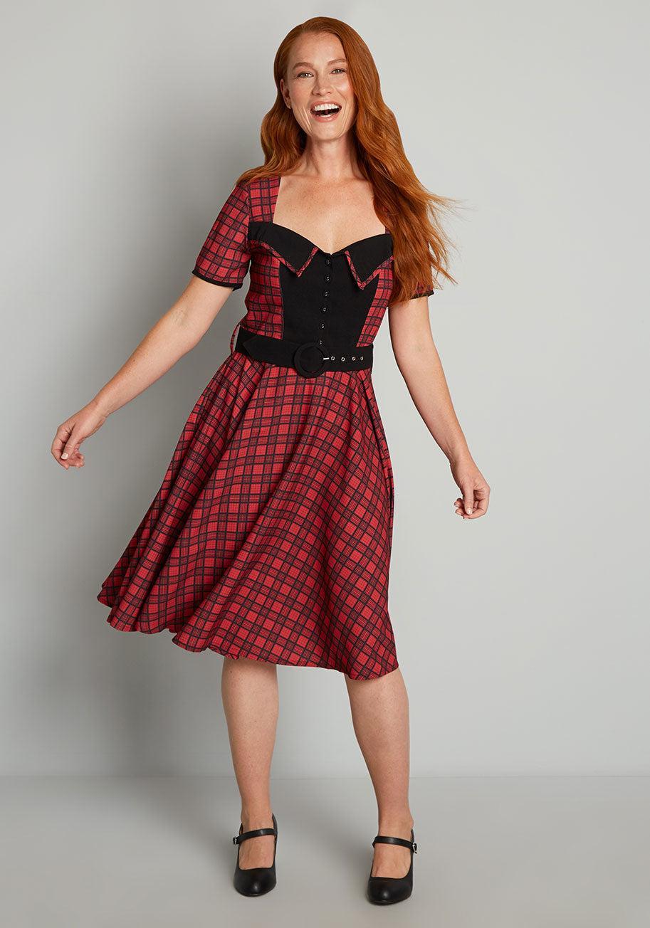 Love You Like Plaid Swing Dress Product Image