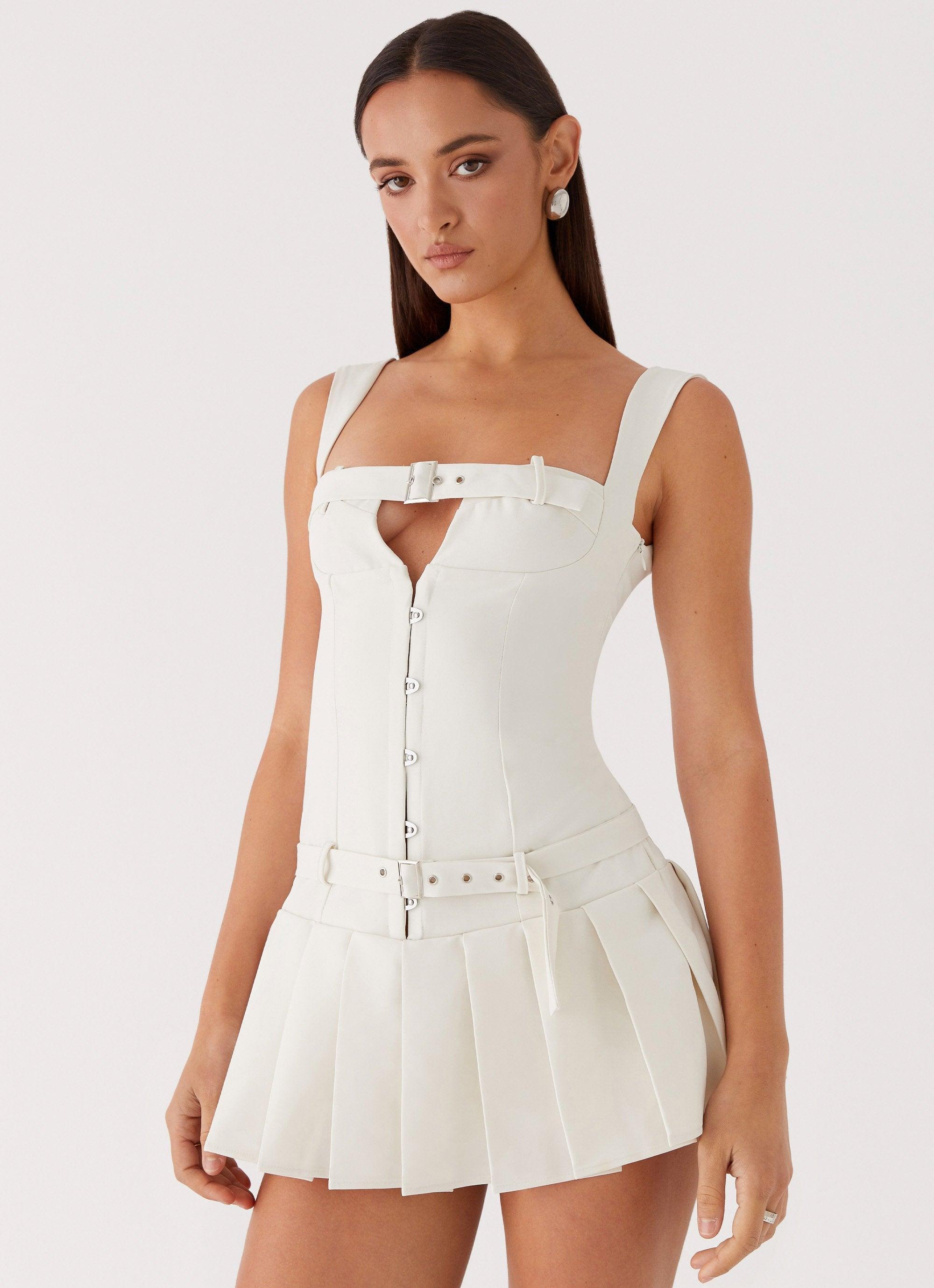 Poetic Justice Belt Mini Dress - White Product Image