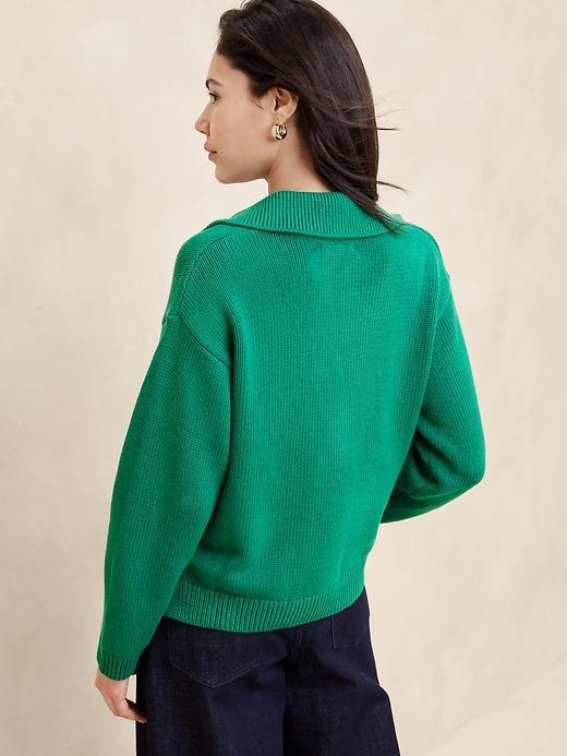 Textured Johnny-Collar Sweater Product Image