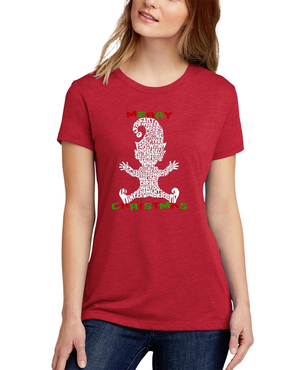 La Pop Art Womens Christmas Elf Premium Blend Word Art Short Sleeve T-shirt Product Image