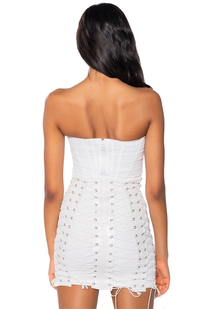 LACE ME UP MESH MINI DRESS Product Image