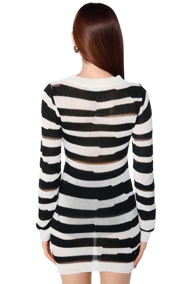 ANI STRIPED LONG SLEEVE MINI DRESS Product Image