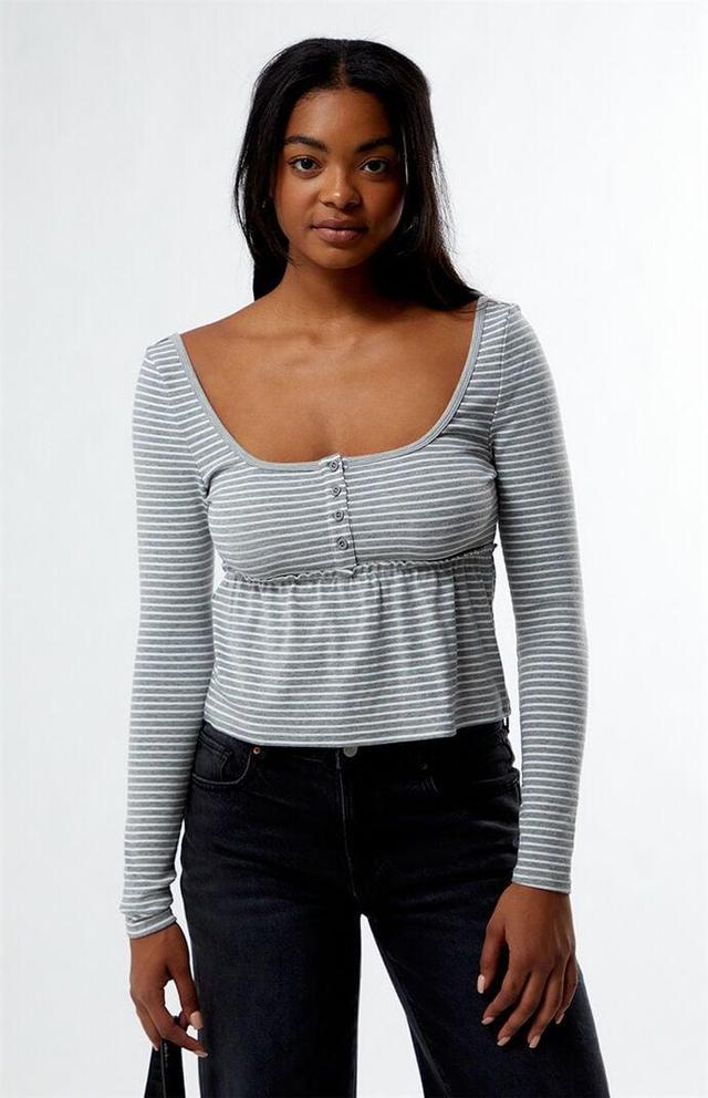 Est. PAC 1980 Women's Striped Long Sleeve Babydoll Top Product Image