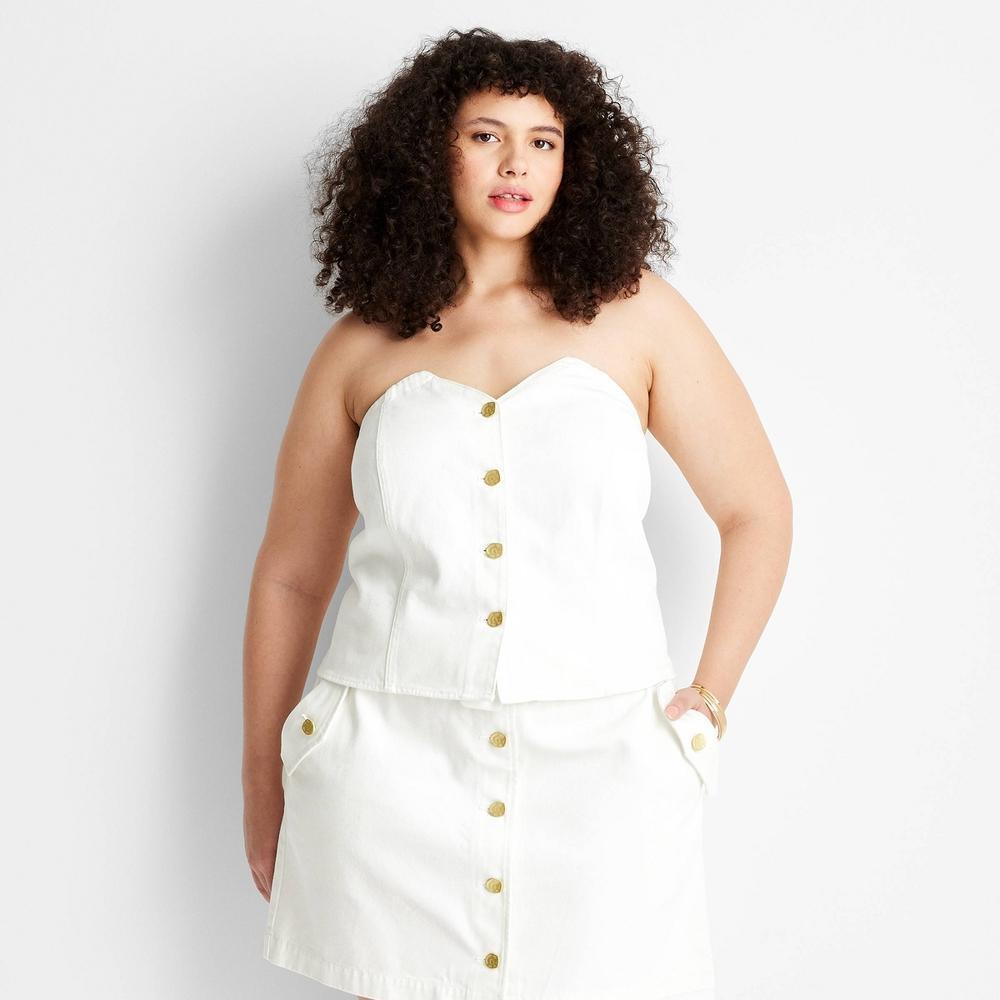 Womens Button-Front Corset - Future Collective with Jenee Naylor White XXL Product Image