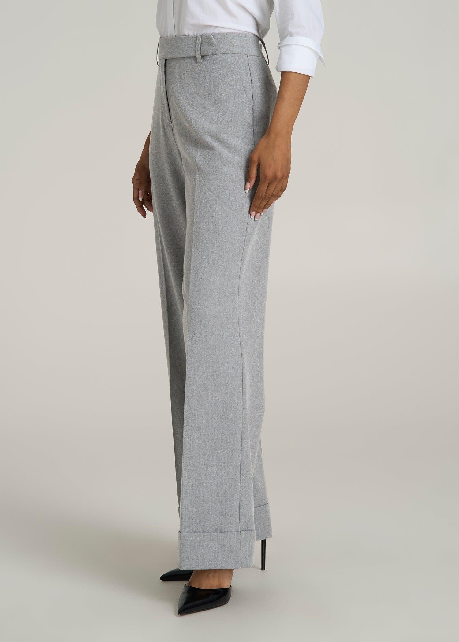 Wide Leg Cuffed Pants for Tall Women in Medium Grey Mix Female Product Image