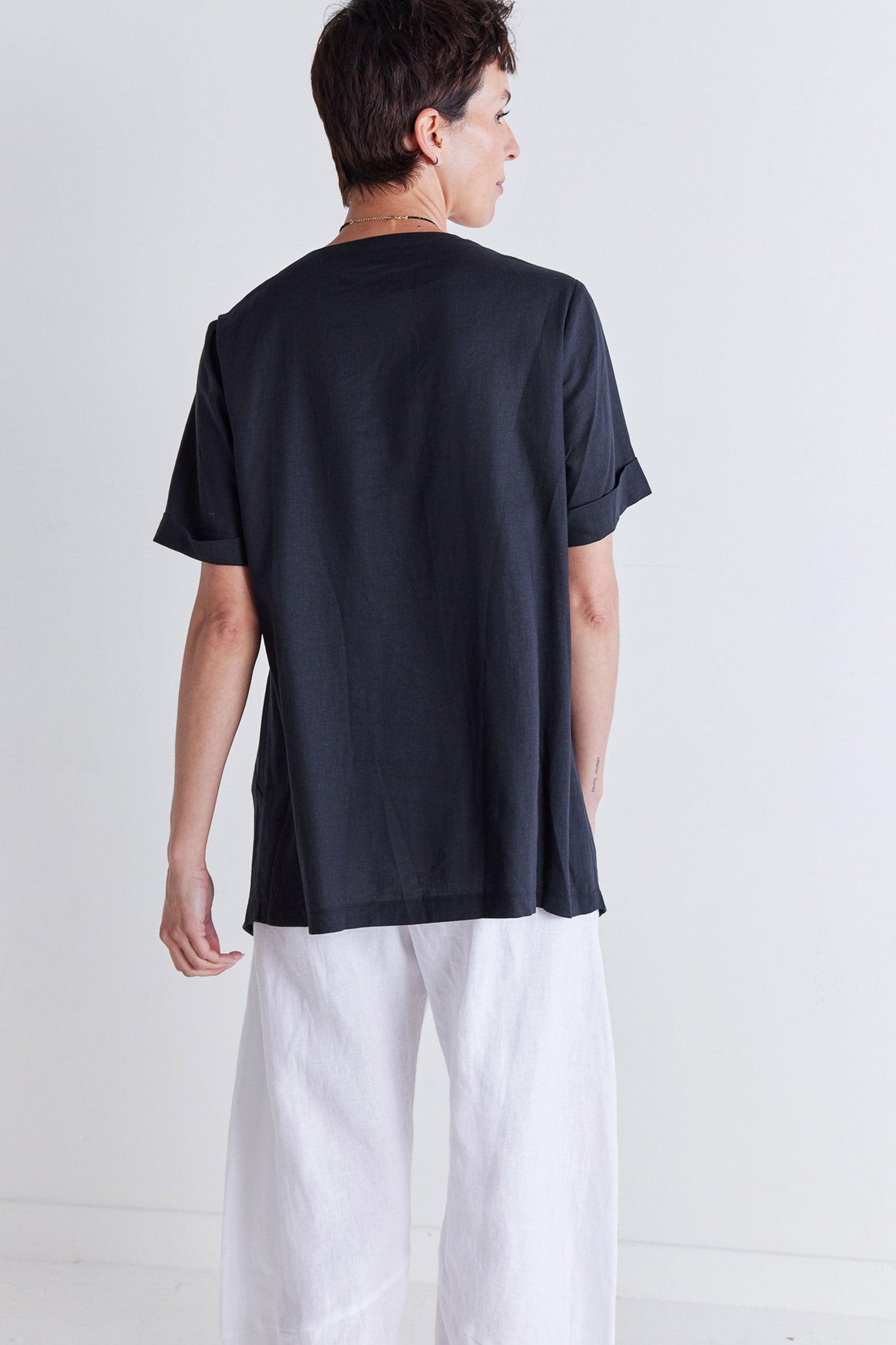 Breezy Asymmetric Linen Top Product Image