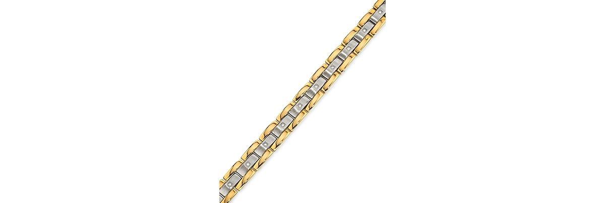 Mens Diamond (1/4 ct.t.w.) Bracelet in Stainless Steel and Yellow Ip Product Image