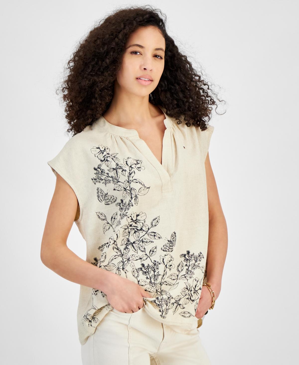 Tommy Hilfiger Womens Placement Butterfly Paisley Blouse Product Image