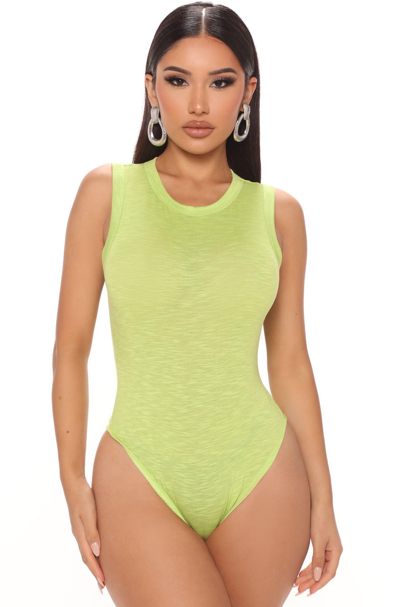 Alana Sleeveless Bodysuit - Lime Product Image