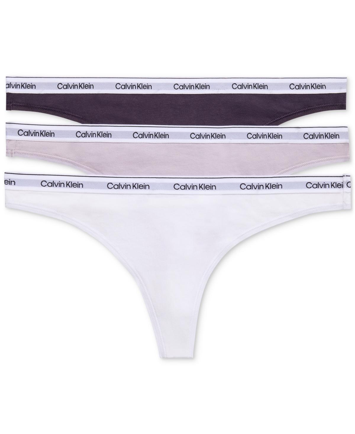 Calvin Klein Womens 3-Pk. Modern Logo Low-Rise Thong Underwear QD5209 - Syrah/subdued Product Image