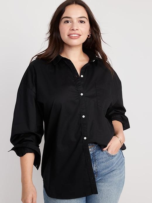 Oversized Button-Down Boyfriend Shirt Product Image