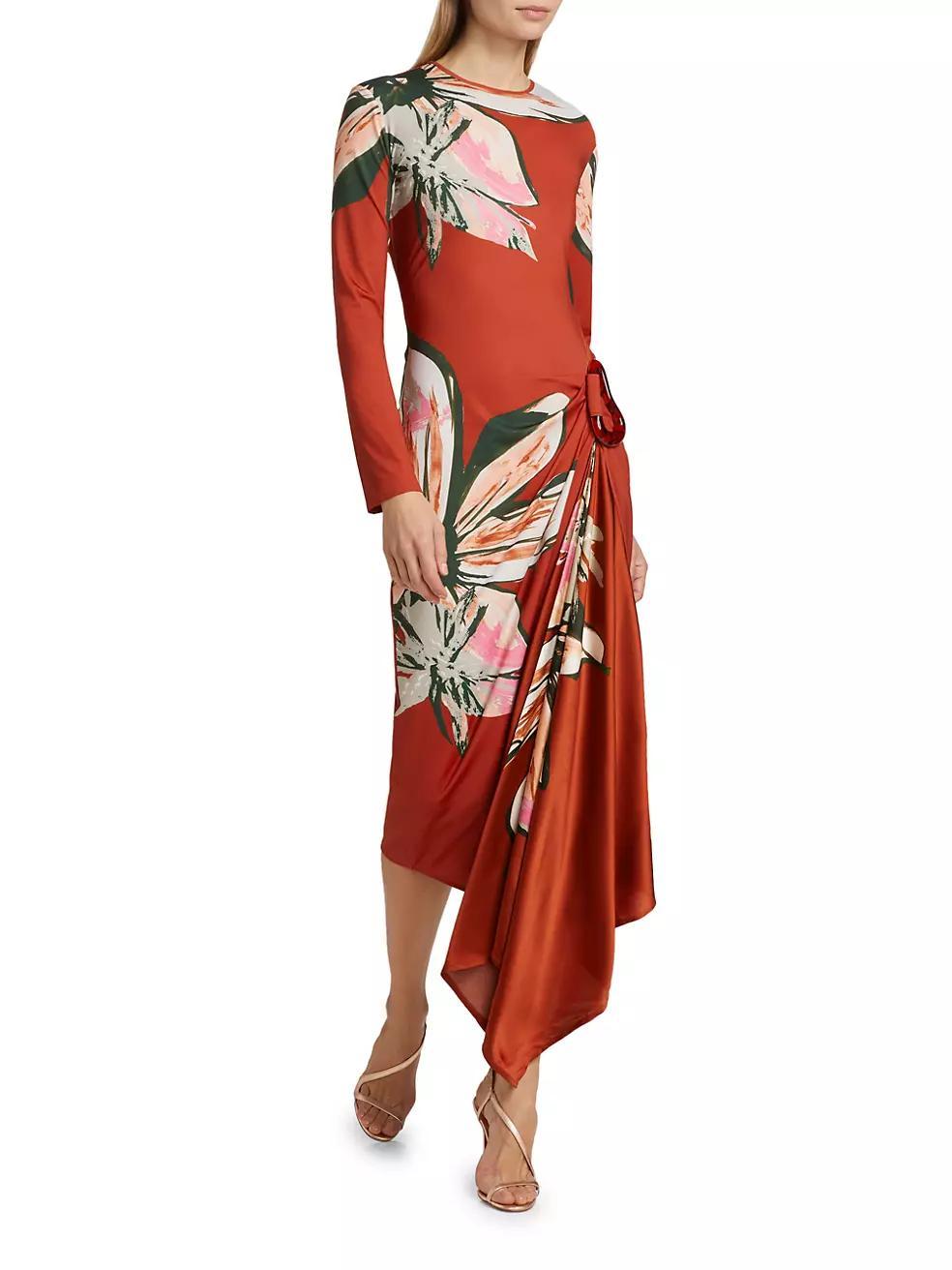 Ananya Floral Draped Midi-Dress Product Image