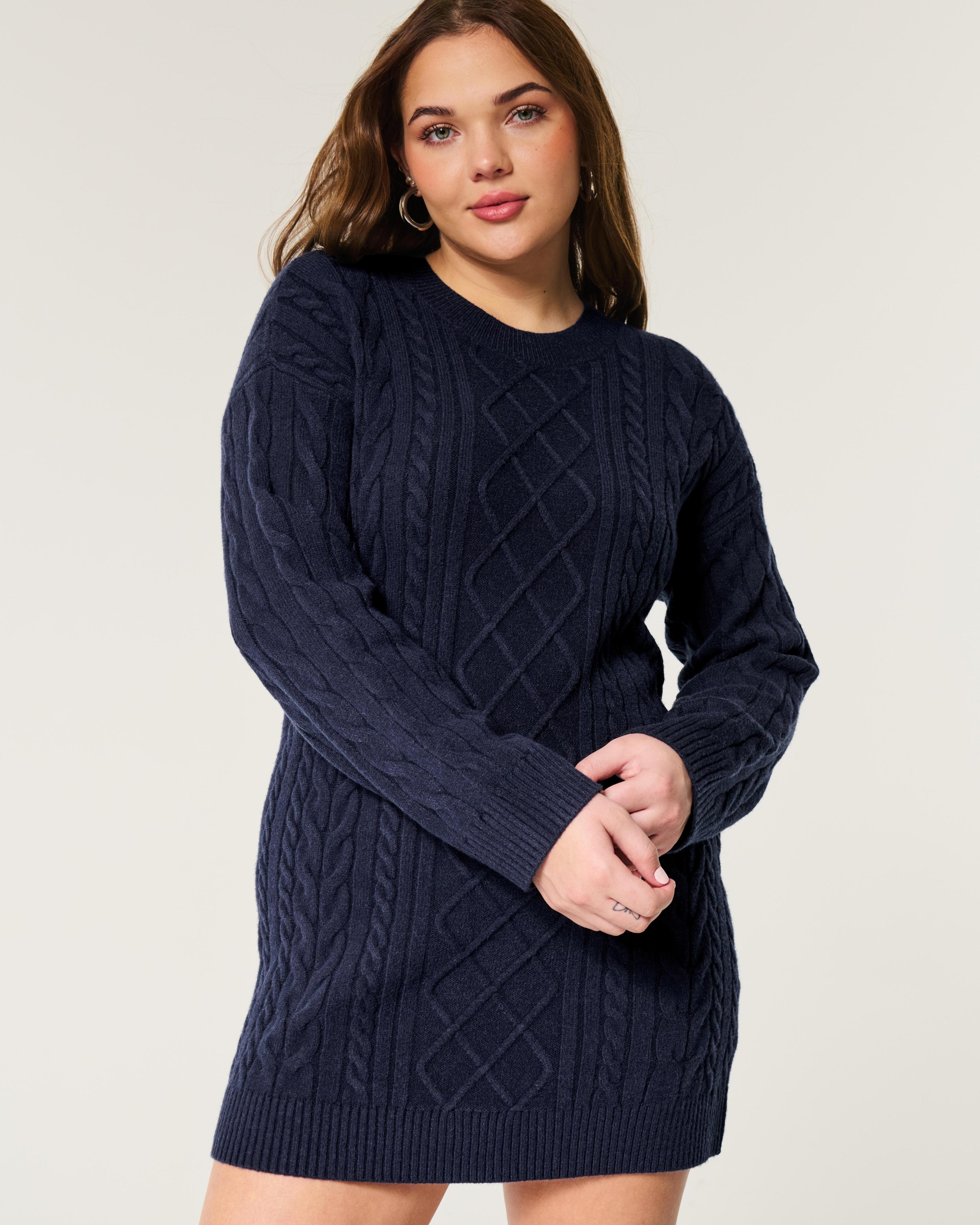 Cozy Cable-Knit Sweater Dress Product Image