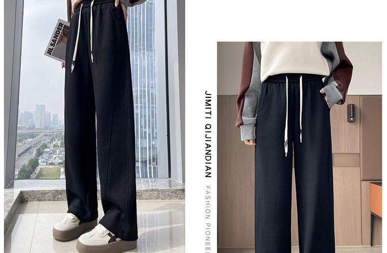 High Waist Plain Wide Leg Sweatpants (Various Designs) Product Image