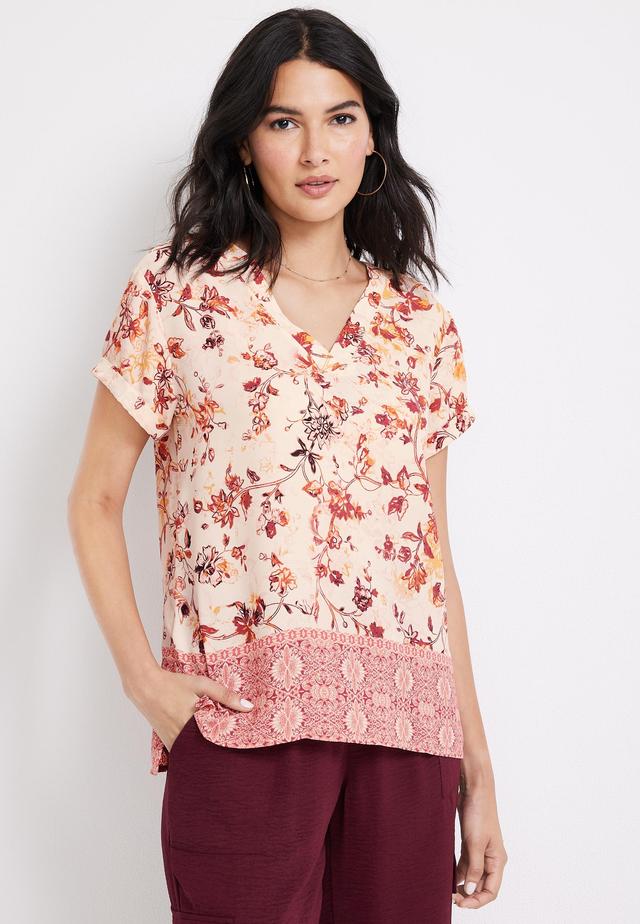 Floral V Neck Blouse Product Image