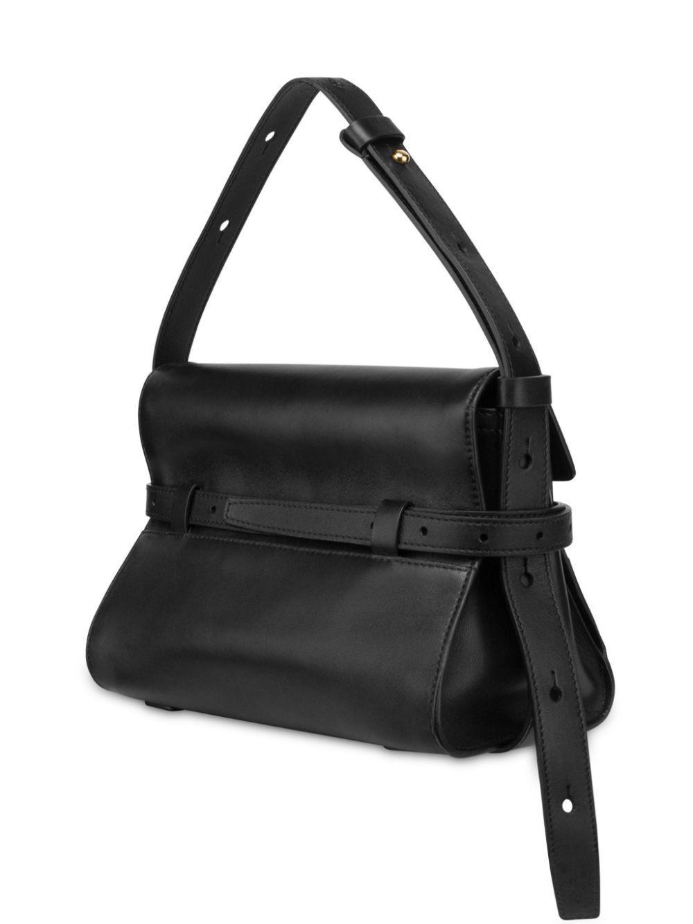 MOSCHINO Belted Leather Shoulder Bag In Black Product Image