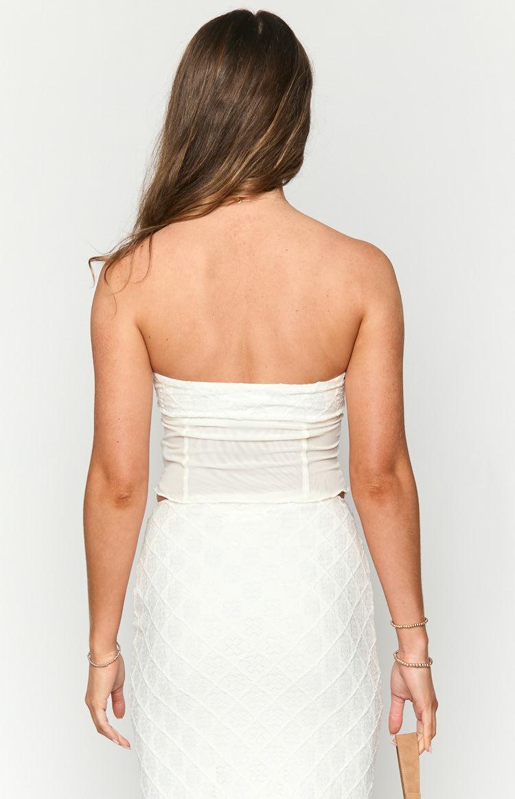 Rilee White Strapless Crop Top Product Image