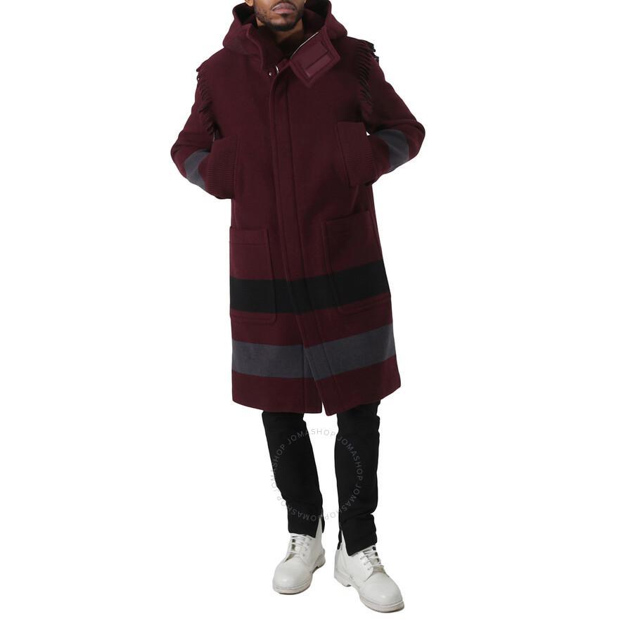 BURBERRY Wool Pocket-detail Duffle Coat In Deep Maroon In Red Product Image