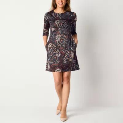 Jessica Howard Womens 3/4 Sleeve Paisley Shift Dress product image