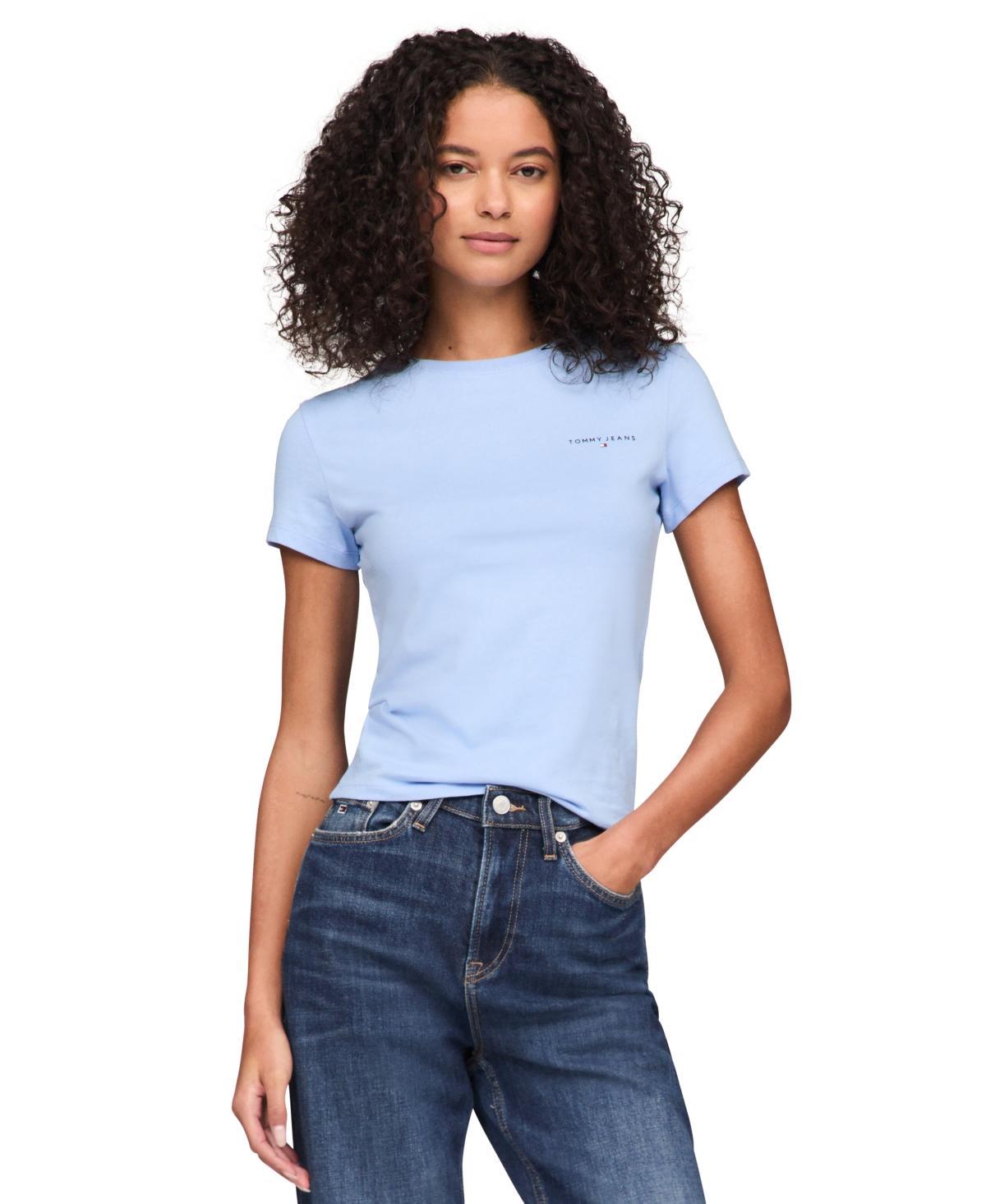 Tommy Jeans Womens Cotton Slim-Fit Linear Logo T-Shirt Product Image