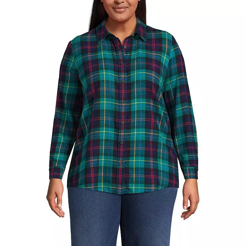 Plus Size Lands End Plaid Boyfriend Flannel Shirt, Womens Product Image