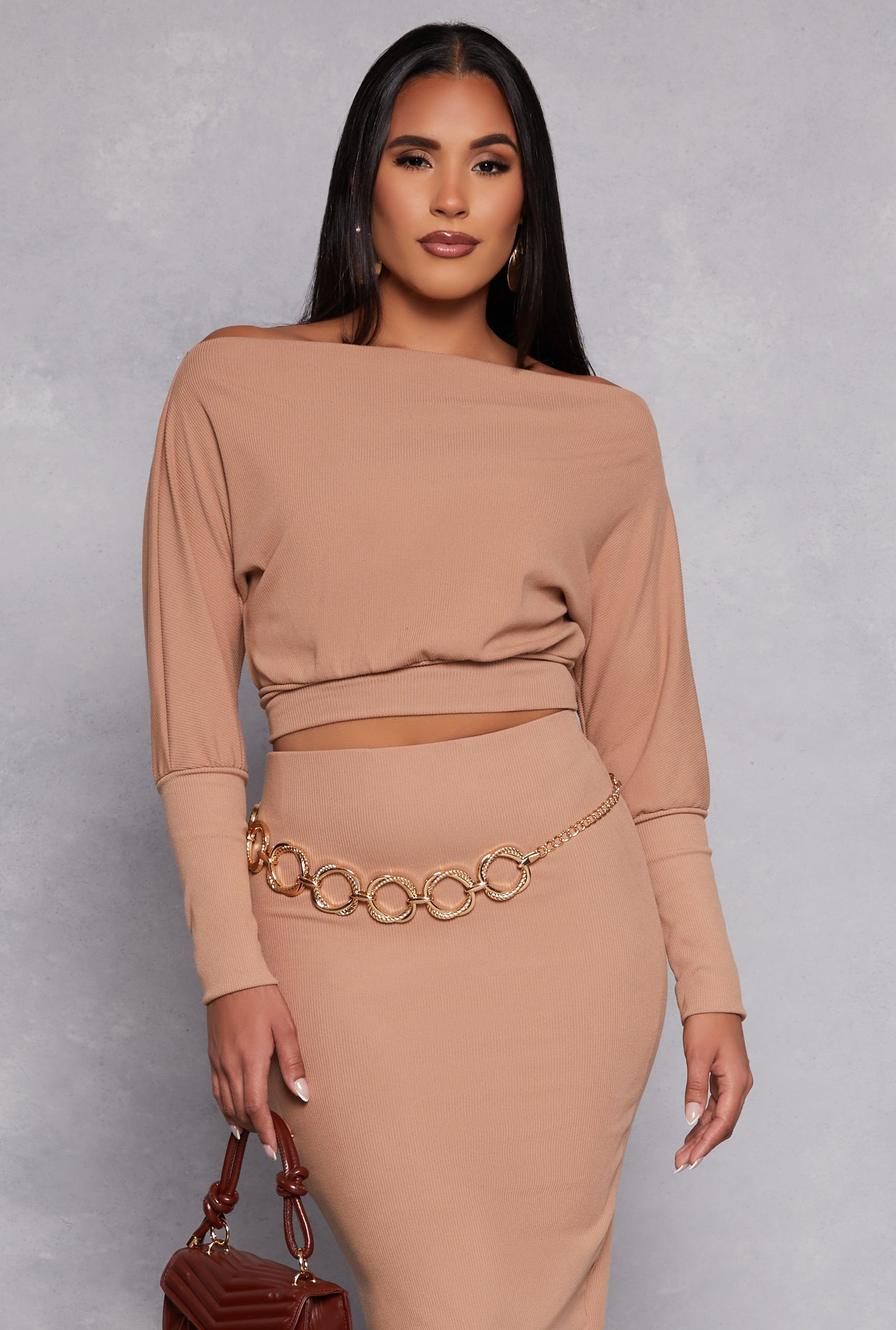 Womens Off the Shoulder Cropped Sweater Product Image