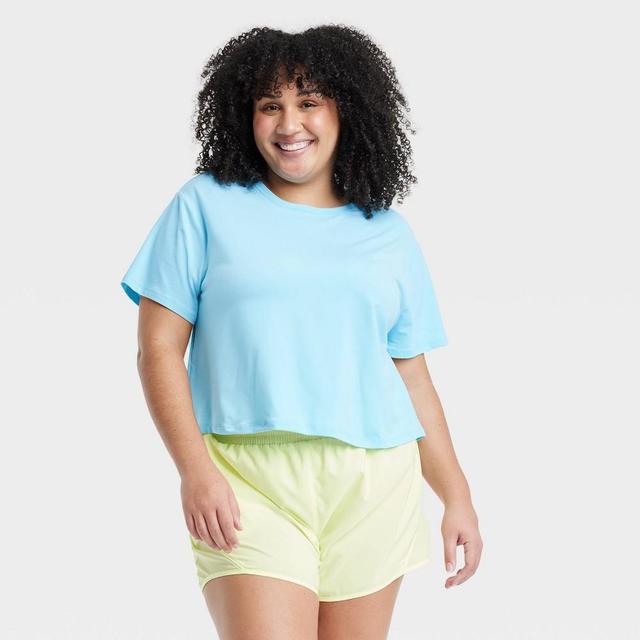 Womens Essential Crewneck Short Sleeve Top - All In Motion Light Blue 4X Product Image