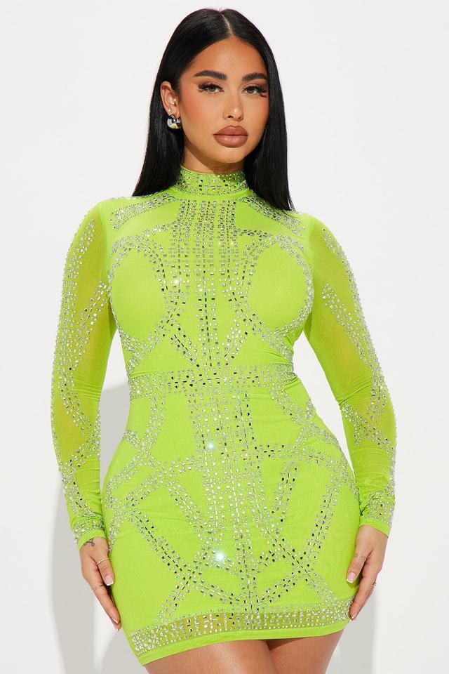 Brittney Embellished Mini Dress - Lime Product Image