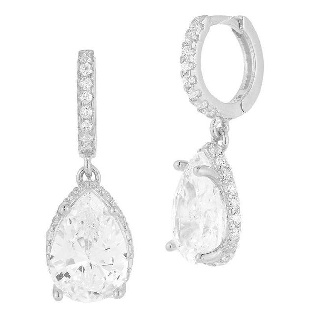 Sunkissed Sterling Cubic Zirconia Charm Huggie Hoop Earrings, Womens, Silver Tone Product Image