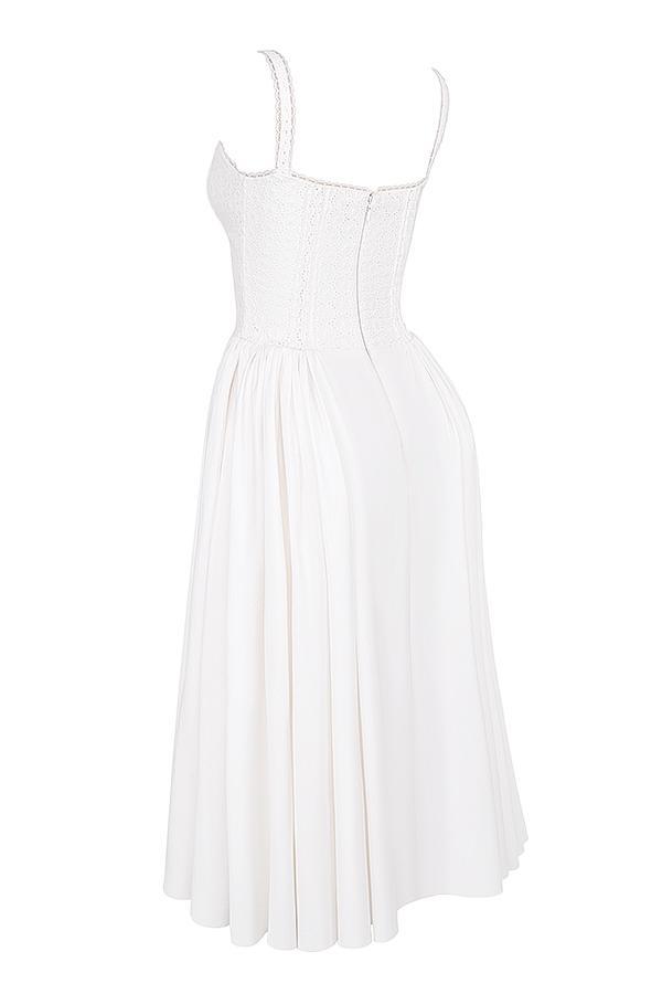 Milia White Broderie Anglais & Cotton Midi Dress Product Image