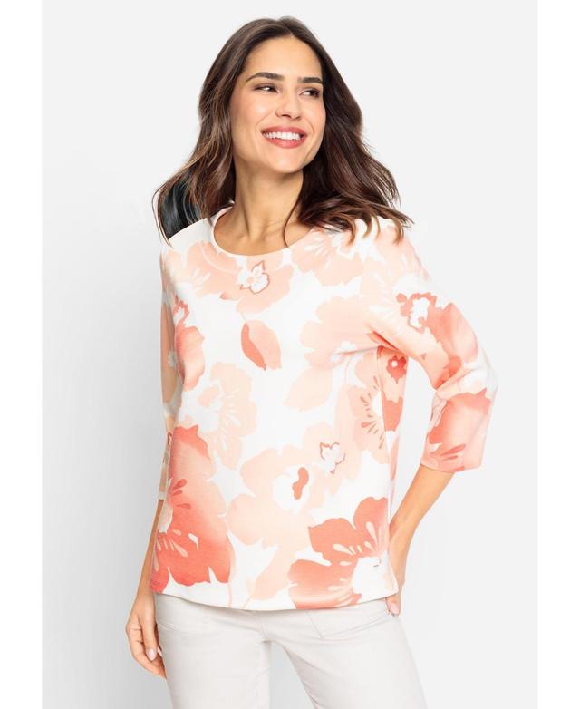 Women's 3/4 Sleeve Floral Jersey Knit Top Product Image