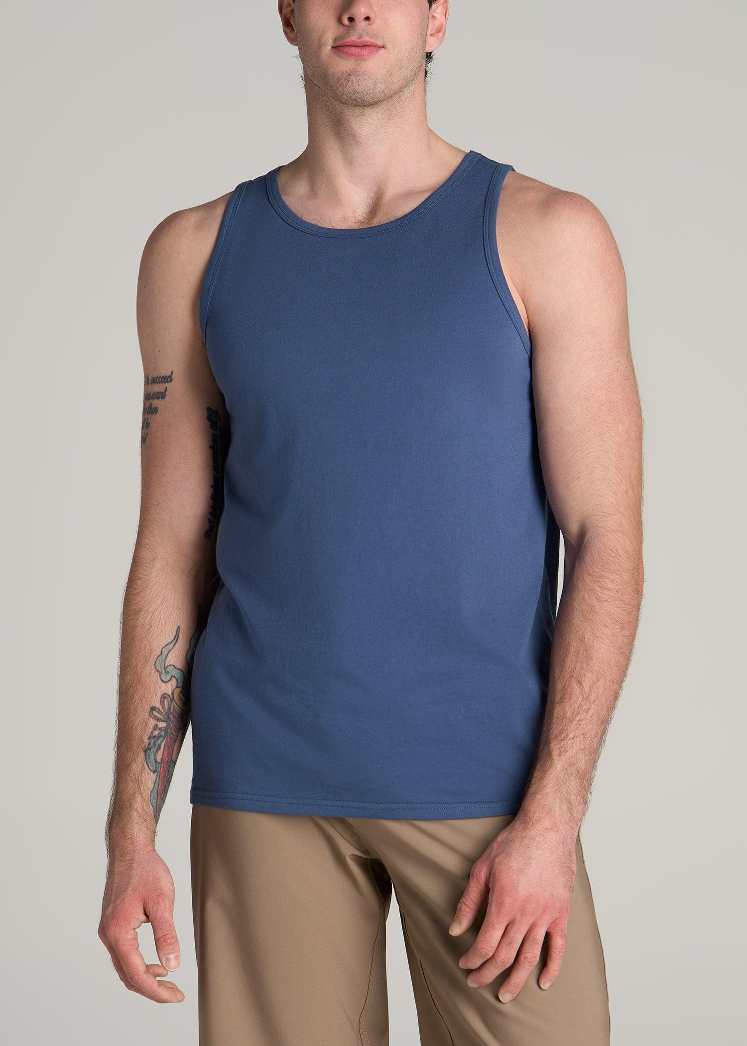 The Essentials: Men's Tall SLIM-FIT Beach Tank Top in Steel Blue Product Image