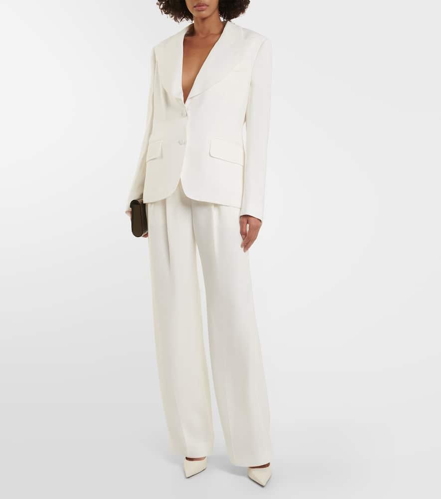 TOM FORD Double-pleated Silk Wide-leg Trousers In Chalk product image