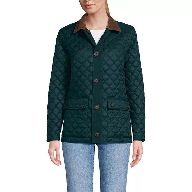 Womens Lands End Reversible Barn Quilted Jacket Green Green Navy Product Image