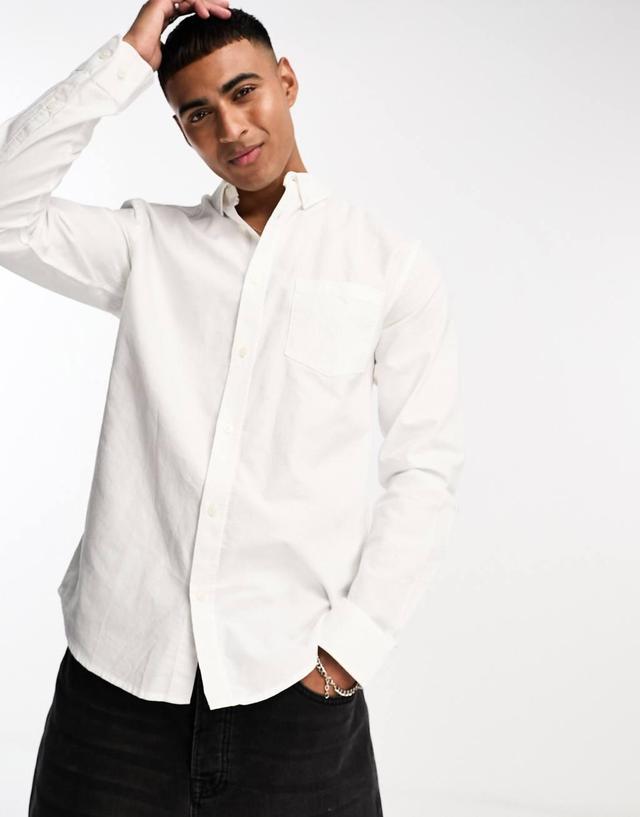 Only & Sons slim fit button down oxford shirt in white Product Image