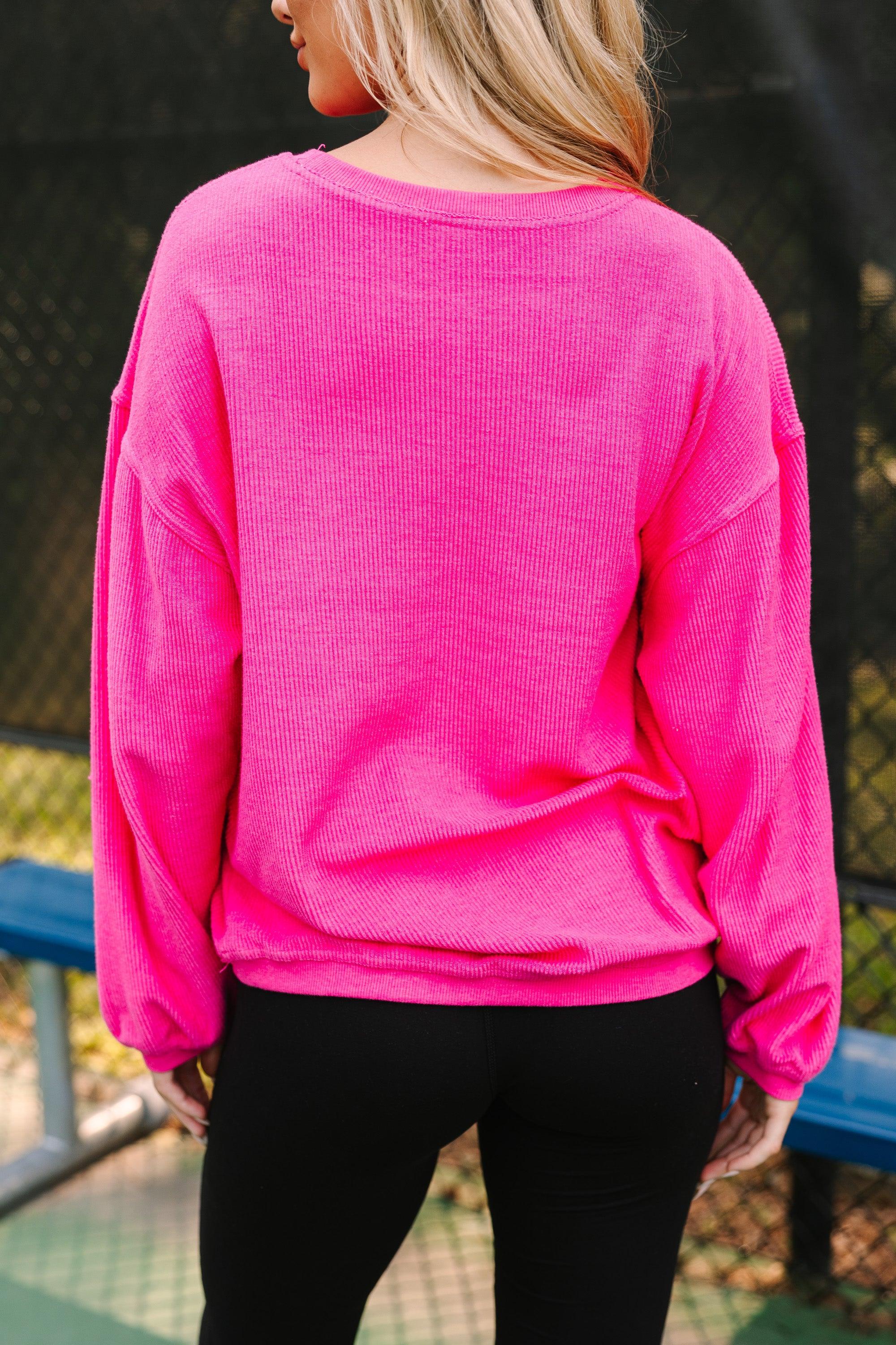 Catch Flights Fuchsia Pink Graphic Corded Sweatshirt Female Product Image